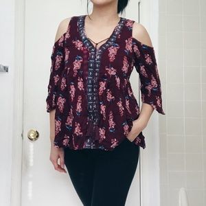 Floral cut out top